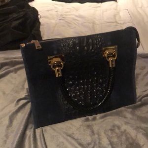 Navy suede purse